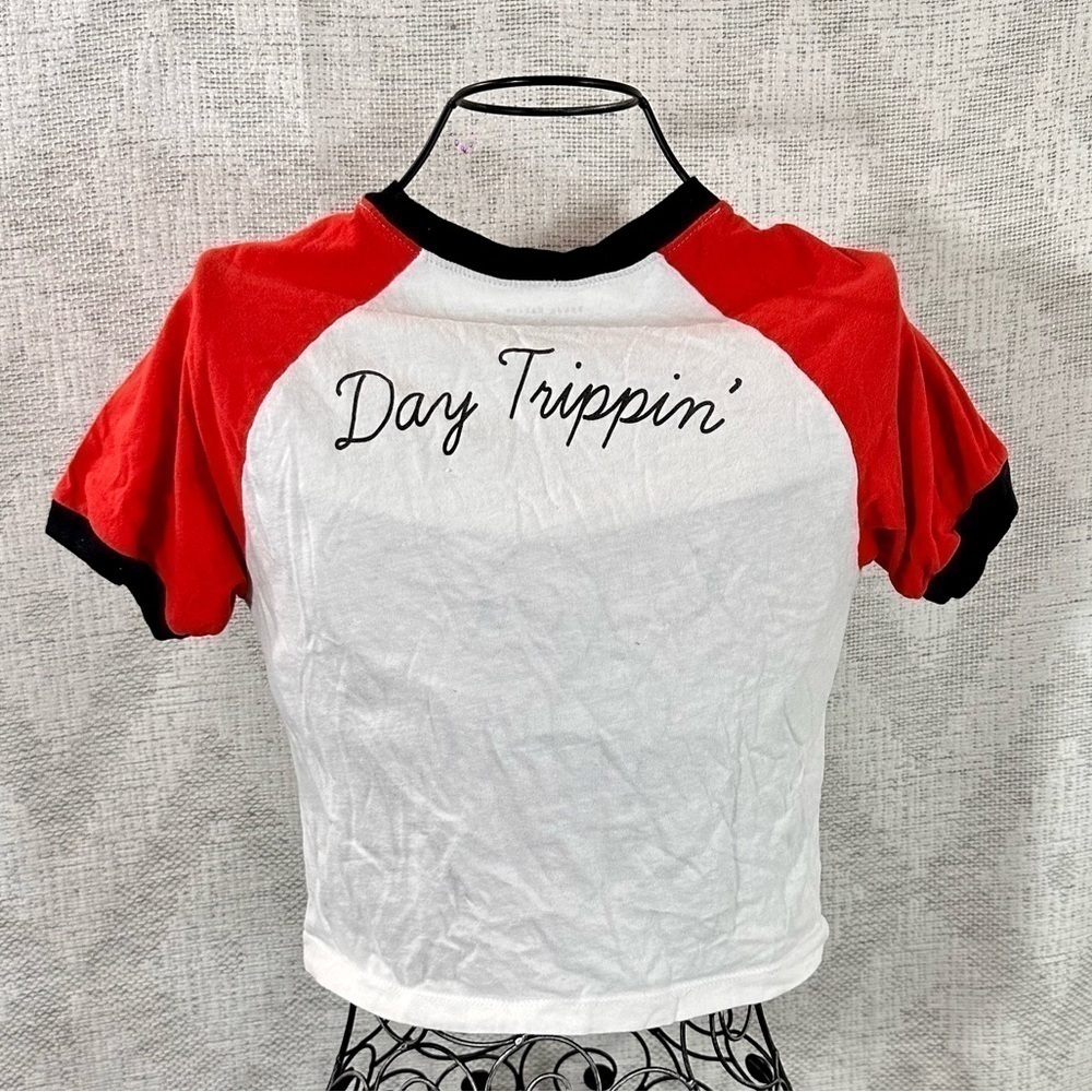 Urban Nation red and white cropped baby tee size M